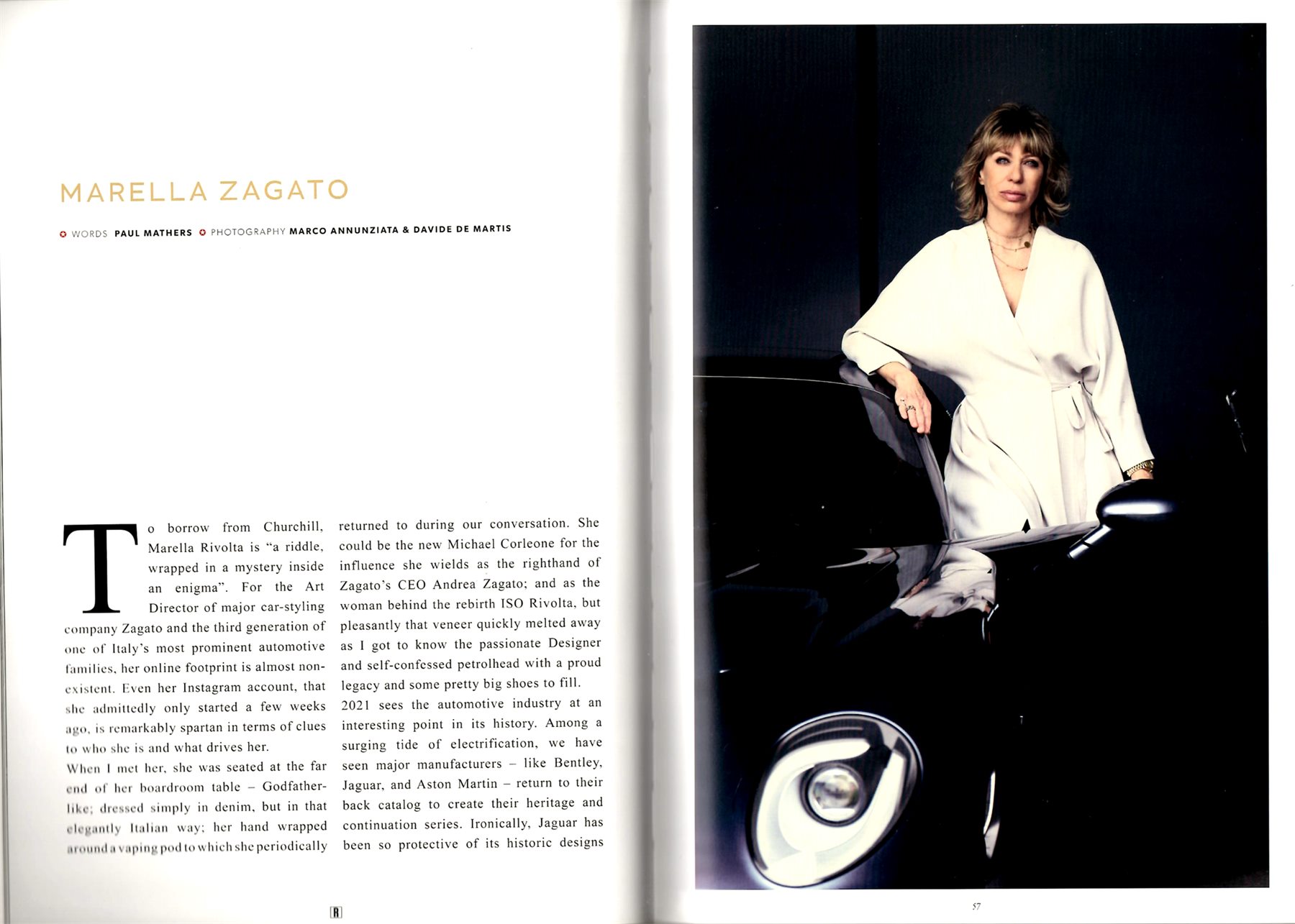 Magazine spread: Marella Zagato feature by Paul Mathers in Retromotive Issue 13